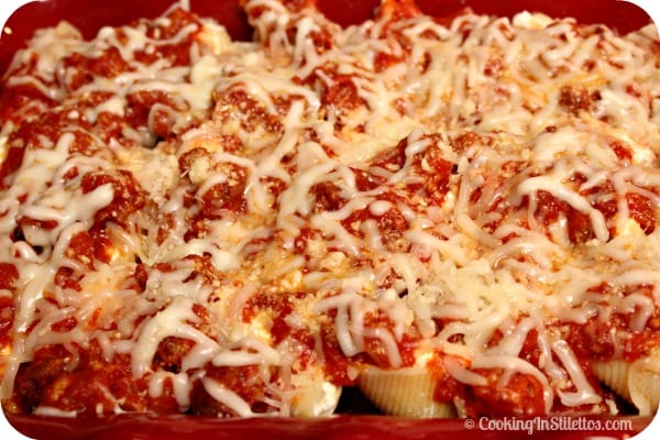 Stuffed Shells with Homemade Tomato Sauce - Time to Bake | Cooking In Stilettos