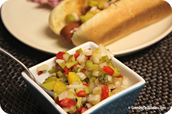 Grilled Link Hot Dogs with Homemade Pickle Relish Recipe