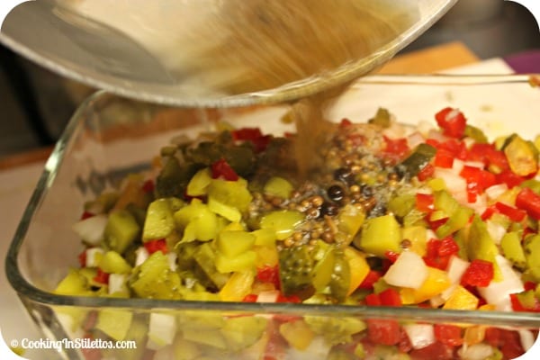 Homemade Hot Dog Relish Recipe - Cooking in Stilettos