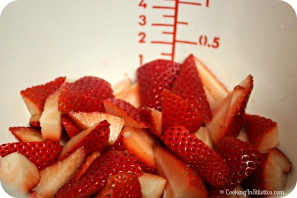 Berry Mint Fruit Salad - Adding the Strawberries | Cooking In Stilettos