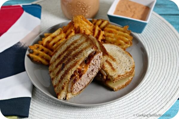 Turkey Burger Patty Melts with Caramelized Onions and Comeback Sauce | Cooking In Stilettos