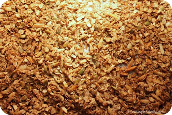 Cherry Almond Granola - Fresh out of the Oven | CookingInStilettos.com