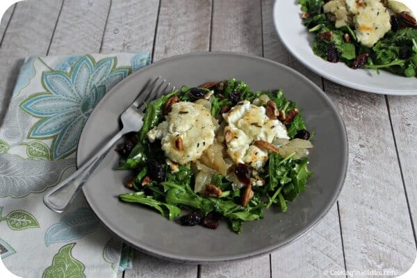 Arugula Salad with Baked Goat Cheese and Rosemary Honey | Cooking In Stilettos