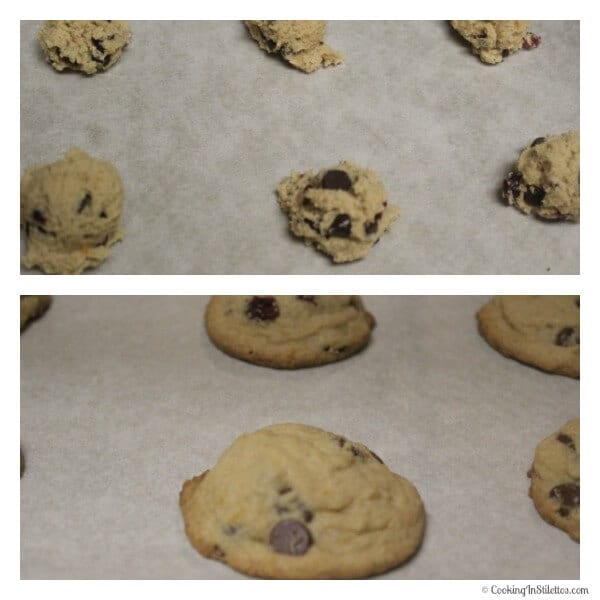 Orange Cranberry Chocolate Chip Cookies - Before and After Baking | Cooking In Stilettos