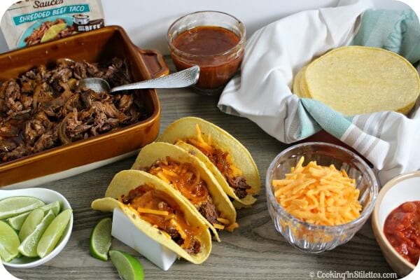 Easy Shredded Beef Tacos | Cooking In Stilettos