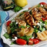Grilled Chicken and Pear Salad with Lemon Basil Vinaigrette #PledgeforEVOO