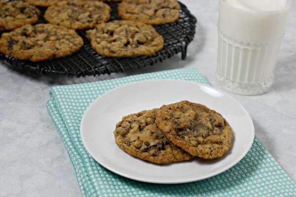 Sweet and Salty Oatmeal Cherry Chocolate Chunk Cookies | Cooking In Stilettos