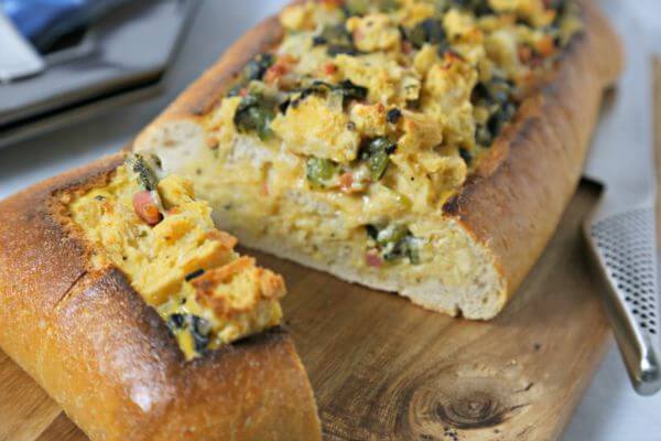 Chile Relleno Style Eggs in Ciabatta | Cooking In Stilettos