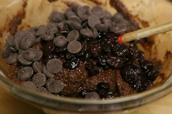 Boozy Black Forest Cookies - Adding the Cherries and Chocolate | Cooking In Stilettos