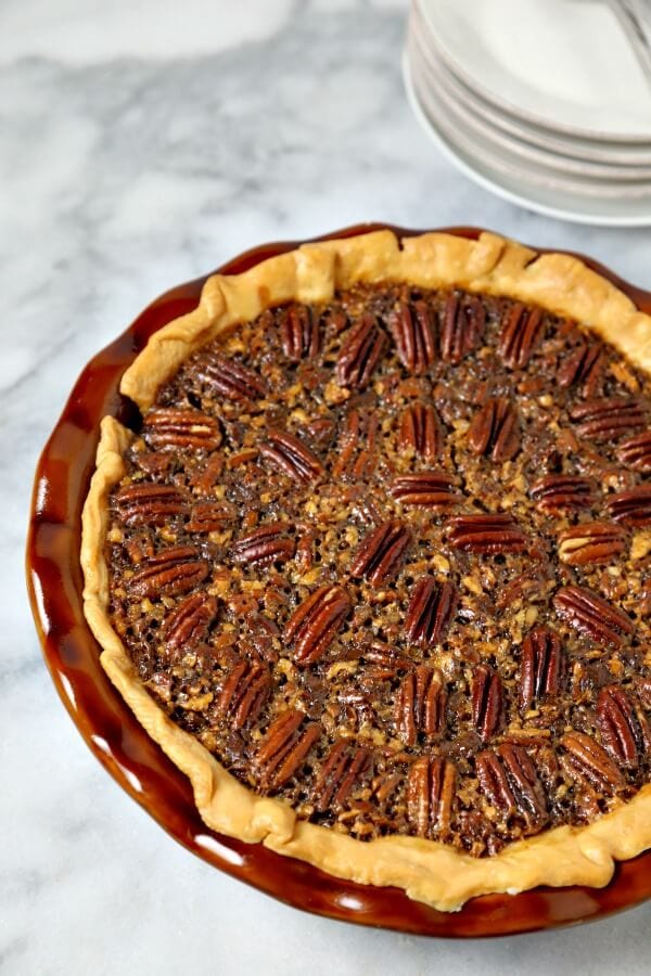 Chocolate Bourbon Pecan Pie for #BloggerCLUE - Cooking in Stilettos