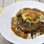 Meatless Loco Moco with Savory Onion Gravy | CookingInStilettos.com