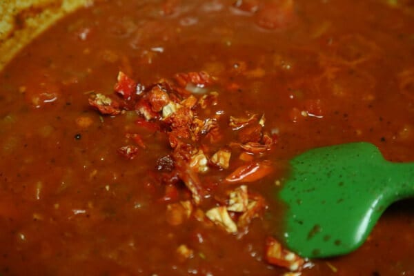 Easy Three Cheese Lasagna Soup - Sundried Tomatoes | CookingInStilettos.com