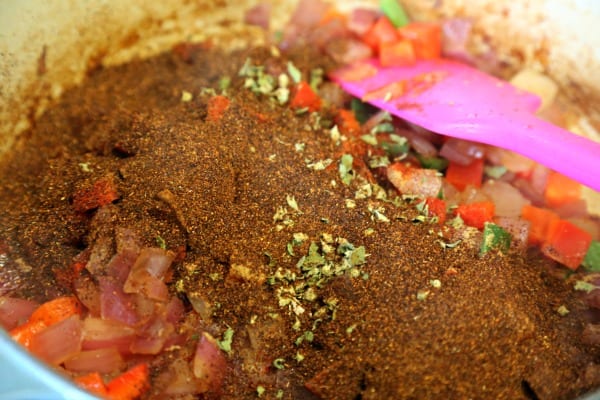 Baja Chicken Chili - Blooming the Spices | CookingInStilettos.com