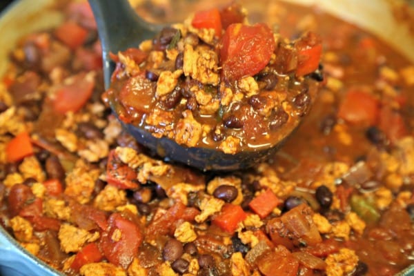 Baja Chicken Chili - Ladling Out The Chili | CookingInStilettos.com