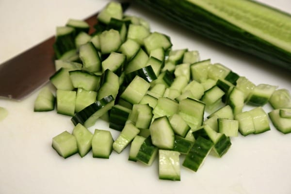 Middle Eastern Chickpea Salad - Diced Cucumber | CookingInStilettos.com