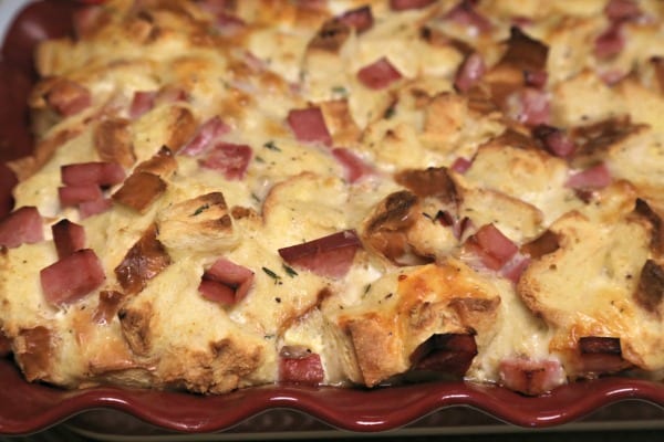 Croque Madame Bread Pudding - All Puffed and Glorious | CookingInStilettos.com