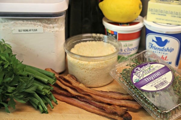 Bacon Thyme Scones with Savory Whipped Ricotta - Ingredients | CookingInStilettos.com