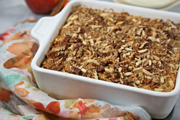 This scrumptious Morning Glory Baked Oatmeal from CookingInStilettos.com is a delicious and healthy way to start the day, packed with apples, carrots, pecans, coconut and dried cherries. This baked oatmeal recipe is perfect for breakfast or a lazy weekend brunch! Baked Oatmeal Recipes | Make Ahead Recipe | Healthy Breakfast | Morning Glory Oatmeal | Morning Glory Recipe | Breakfast | Brunch