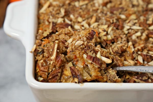 This scrumptious Morning Glory Baked Oatmeal from CookingInStilettos.com is a delicious and healthy way to start the day, packed with apples, carrots, pecans, coconut and dried cherries. This baked oatmeal recipe is perfect for breakfast or a lazy weekend brunch! Baked Oatmeal Recipes | Make Ahead Recipe | Healthy Breakfast | Morning Glory Oatmeal | Morning Glory Recipe | Breakfast | Brunch