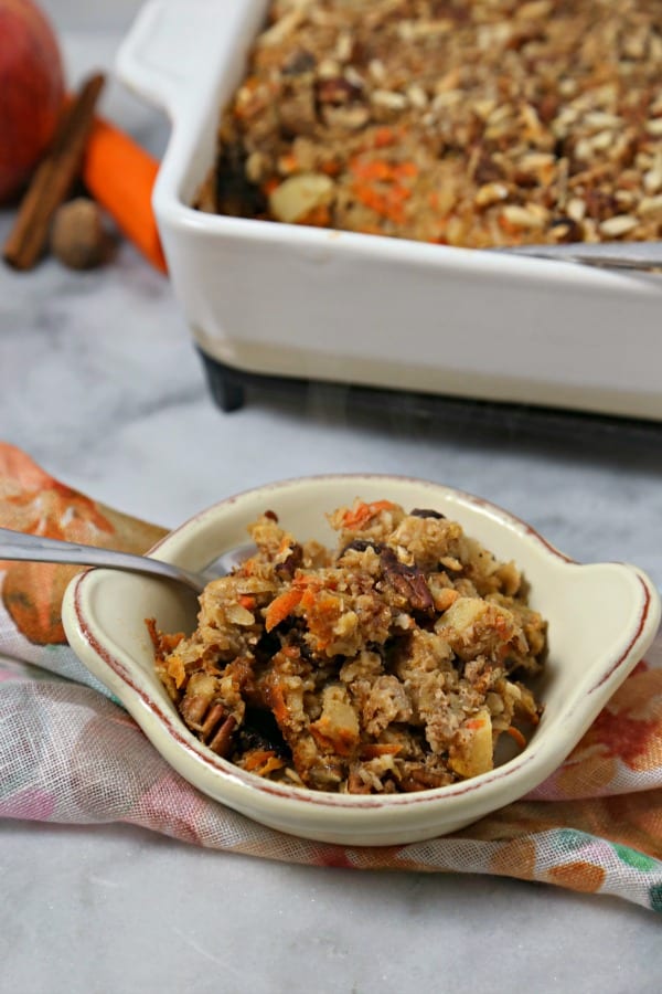 This scrumptious Morning Glory Baked Oatmeal from CookingInStilettos.com is a delicious and healthy way to start the day, packed with apples, carrots, pecans, coconut and dried cherries. This baked oatmeal recipe is perfect for breakfast or a lazy weekend brunch! Baked Oatmeal Recipes | Make Ahead Recipe | Healthy Breakfast | Morning Glory Oatmeal | Morning Glory Recipe | Breakfast | Brunch