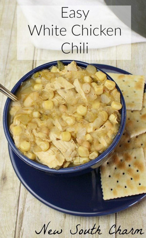 Delicious Dishes Recipe Party - Favorite Comfort Foods- Easy White Chicken Chili from New South Charm | CookingInStilettos.com