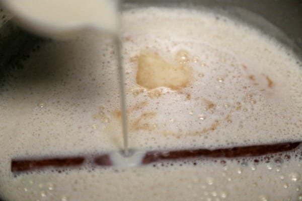 Chila 'Orchata White Hot Chocolate- Adding the Chila 'Orchata | CookingInStilettos.com