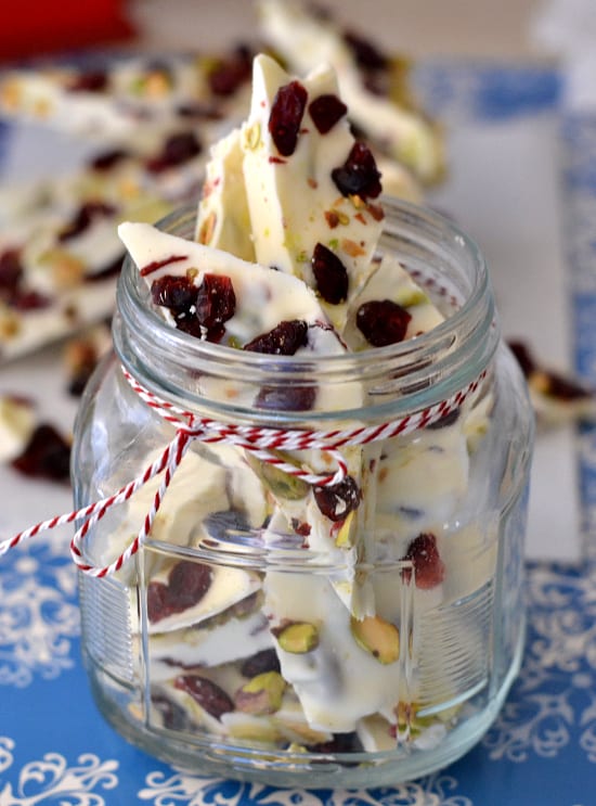 Delicious Dishes Recipe Party - Last Minute Christmas Treats - Pistachio Cranberry Bark from Flour On My Face | CookingInStilettos.com