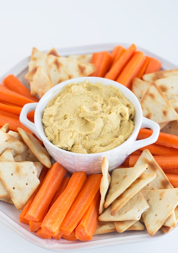 Delicious Dishes Recipe Party - Game Day Recipes - Pickeled Vegetable Hummus from Cookie Dough and Oven Mitt | CookingInStilettos.com