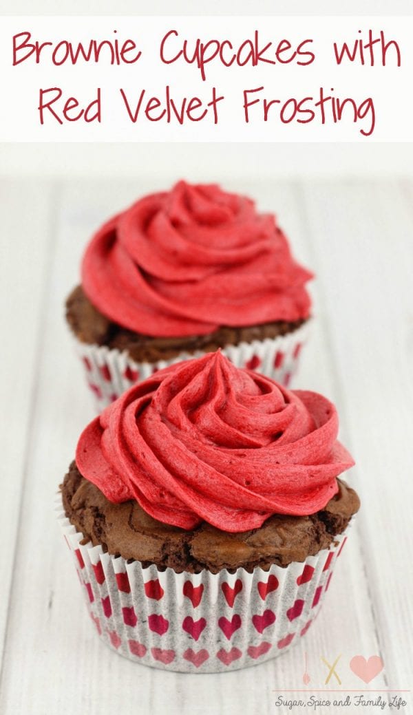 Delicious Dishes Recipe Party - Breakfast Recipes - Brownie Cupcakes with Red Velvet Frosting from Sugar, Spice and Family Life | CookingInStilettos.com