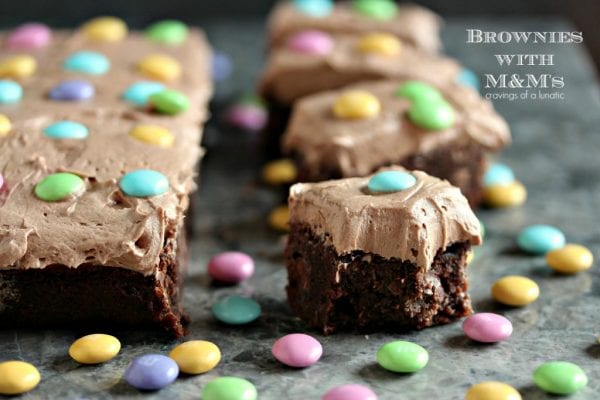 Delicious Dishes Recipe Party - Favorite Cookies and Bars - M&M Brownies from Cravings of a Lunatic | CookingInStilettos.com