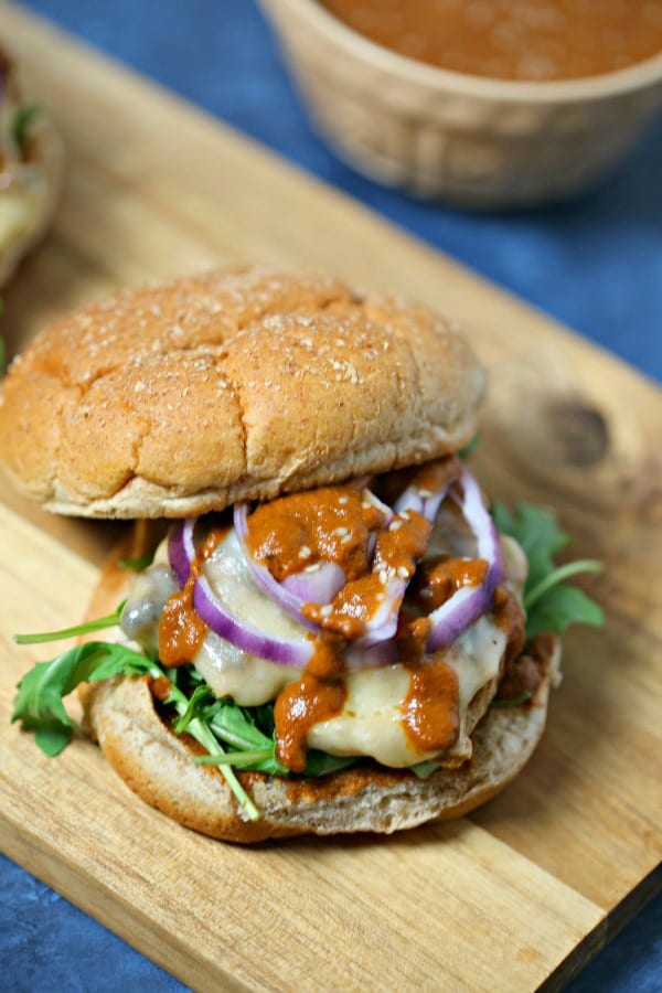 To celebrate #BurgerMonth this year, this Chicken Mole Burger from CookingInStilettos.com is packed with tons of flavor with a hint of heat and a secret ingredient. This is a burger recipe your family will love! Chicken | Mole | Burgers | Chiles | Grilling | Giveaway