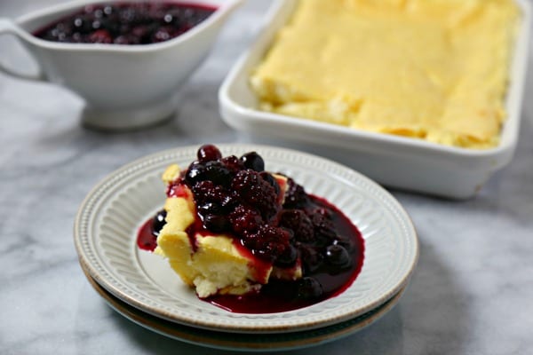 Lemon Baked Blintzes with Summer Berry Compote | CookingInStilettos.com