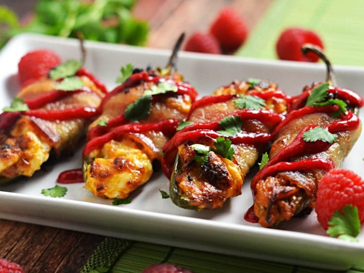 Bacon Wrapped Sweet Pepper Poppers Cooking in Stilettos