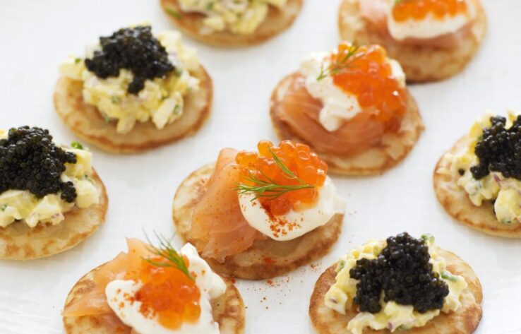 Canapes with Mushroom Pate and Red Caviar