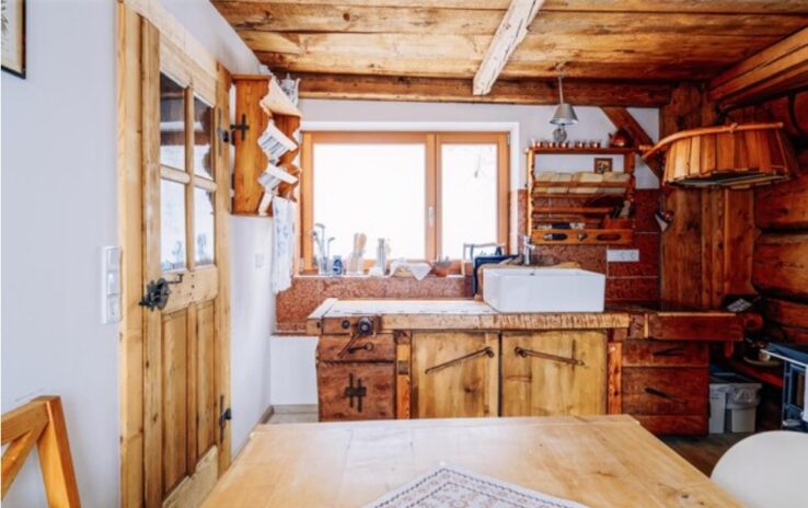 wooden outdoor kitchen