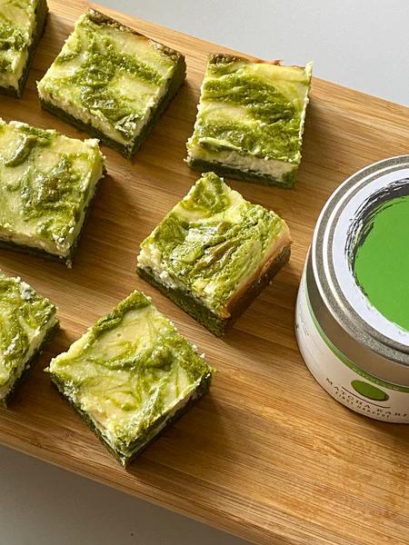 Matcha Swirl Cheesecake Bars